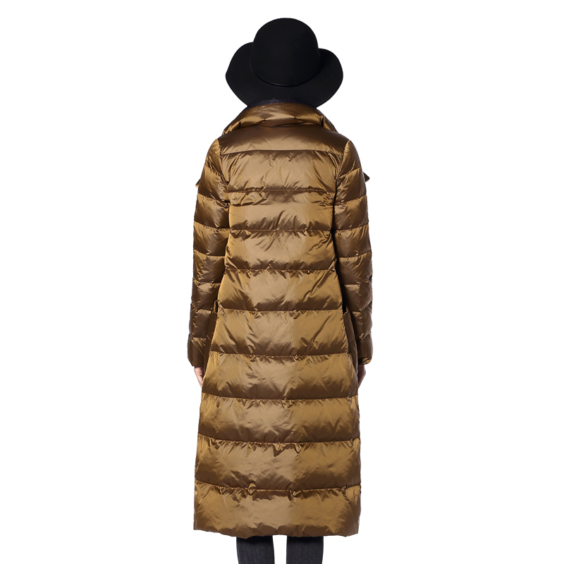 FTLZZ Women Double Sided Down Long Jacket Winter White Duck Down Coat Double Breasted Warm Parkas Snow Outwear 201214