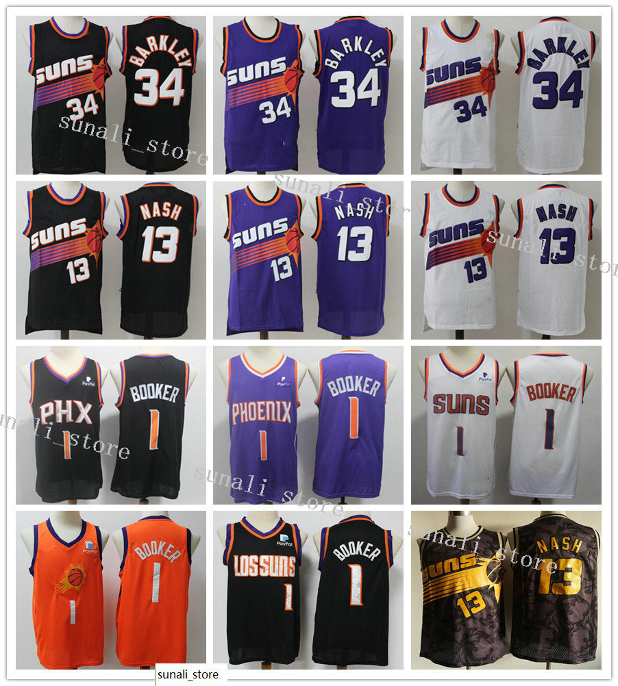 Sewed Men Devin Booker 1 Deandre Ayton 22 Steve Nash 13 Retro Purple White Black Charles Barkley 34 Jerseys Basketball Shirts
Sewed Men Devin Booker 1 Deandre Ayton 22 Steve Nash 13 Retro Purple White Black Charles Barkley 34 Jerseys Basketball Shirts