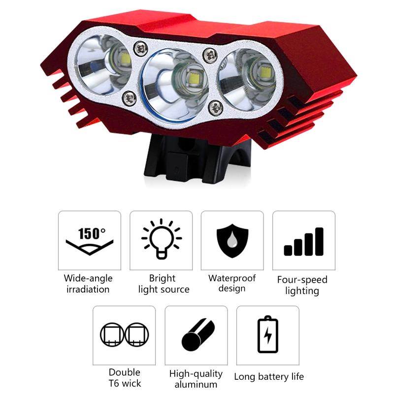 Bike Front Headlight Bicycle 3xT6 LED Headlamp 3000lm Cycling Riding Light Lamp T8NC
Bike Front Headlight Bicycle 3xT6 LED Headlamp 3000lm Cycling Riding Light Lamp T8NC