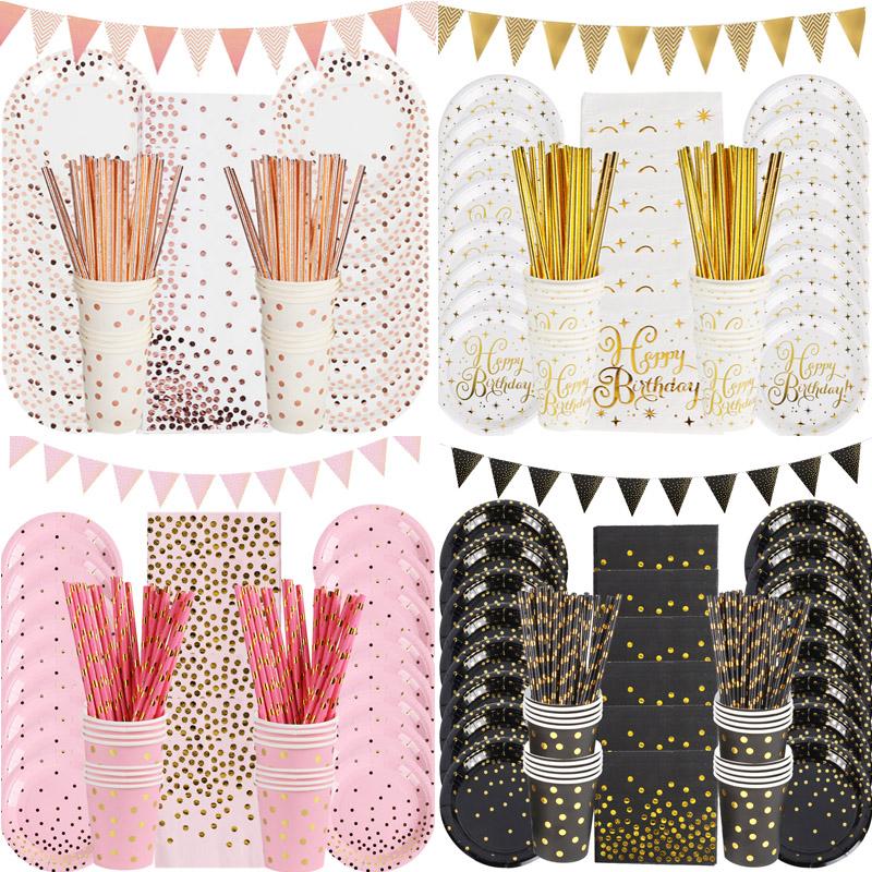 Bronzing Rose Gold Dot Tablewares Set Paper Straw Cups Plates Napkins Tablecloth Adult Happy Birthday Party Decoration Wedding
Bronzing Rose Gold Dot Tablewares Set Paper Straw Cups Plates Napkins Tablecloth Adult Happy Birthday Party Decoration Wedding