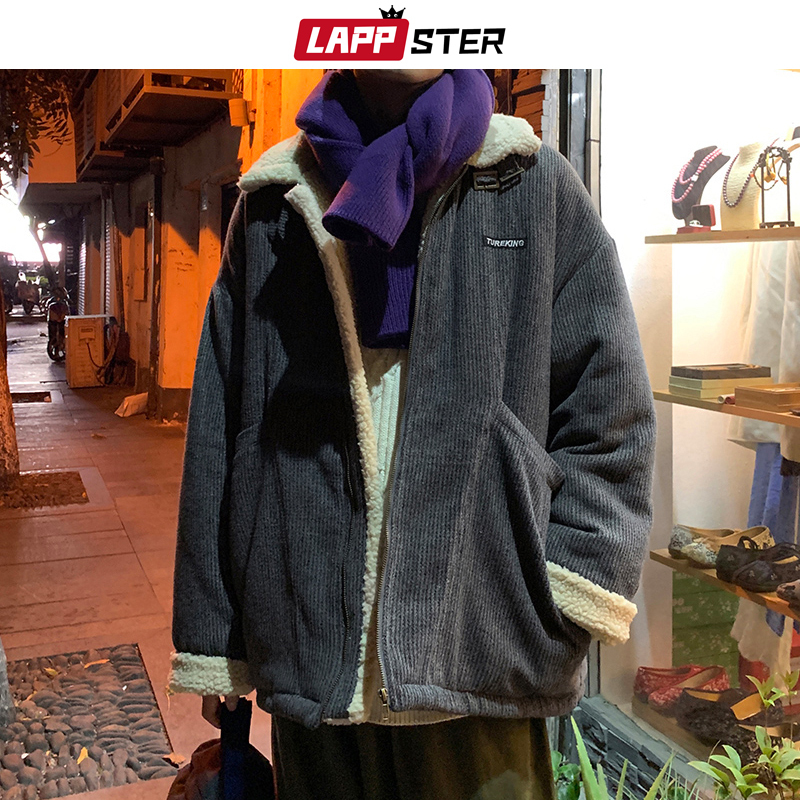 LAPPSTER Winter Jacket Wool Men Men Colorful Korean Fashions Parka Male Warm Black Harajuku Vintage Coats Thick Clothing 201214