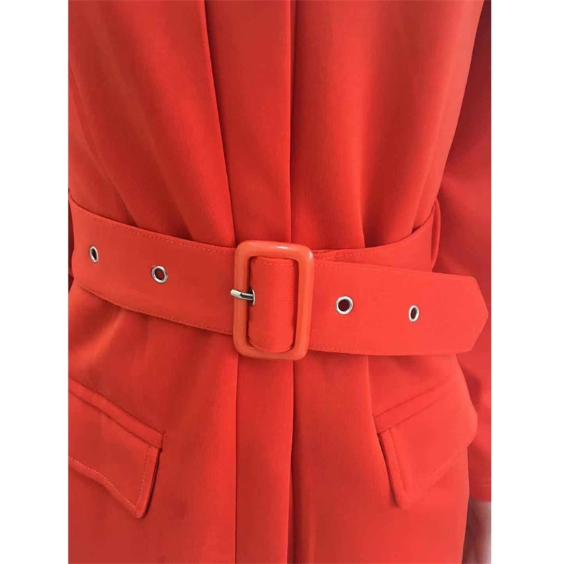 Echoine Elegant Orange Blazer Dress Autumn Winter Mini Dress with Belt OL office ladies Business Work Wear Sexy Club Outfits T200707