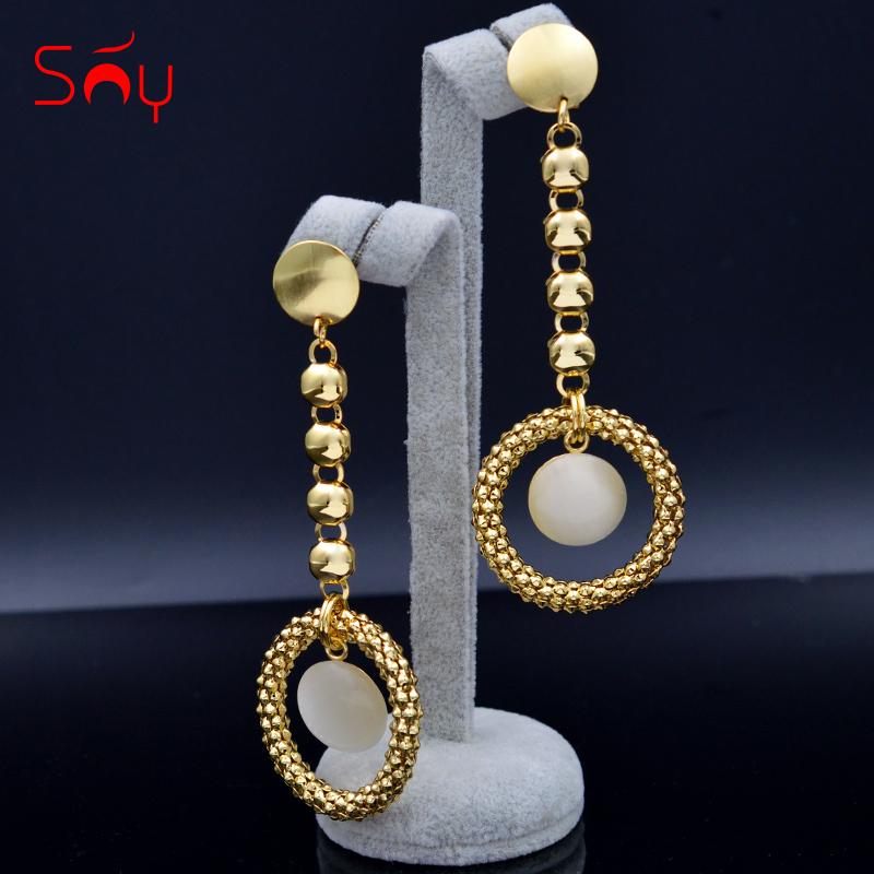 Sunny Jewelry Big Round Earrings For Women Long Drop Dangle Earrings Hot Selling Dubai For Party Wedding Jewelry Gift
