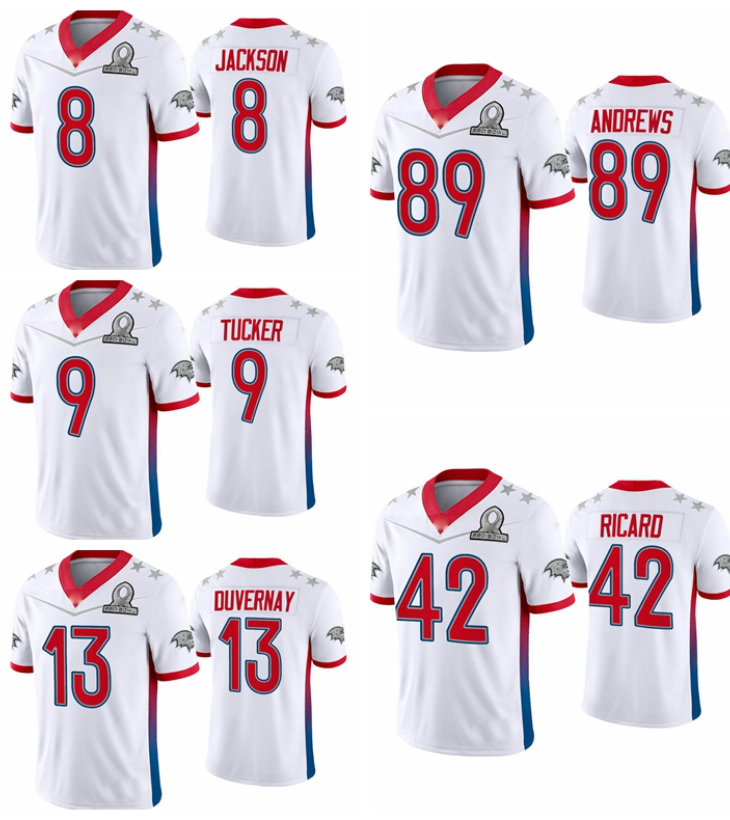 Baltimore''Ravens''Men Mark Andrews Lamar Jackson Patrick Ricard Devin Justin Tucker Duvernay 2022 AFC Pro Bowl White football Jersey
Baltimore''Ravens''Men Mark Andrews Lamar Jackson Patrick Ricard Devin Justin Tucker Duvernay 2022 AFC Pro Bowl White football Jersey