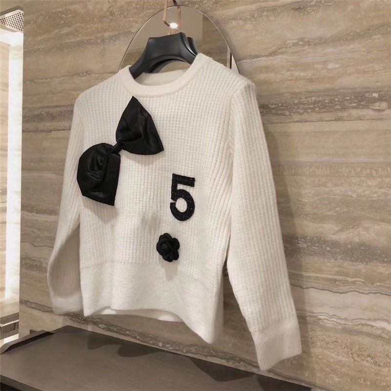 Women's Knitted Sweaters Heart Glitter Twinkle With Big Bowknot Five Letter Fall Girls Wool With Long-Sleeved Knit Shirt Elastic Fashion Pullove