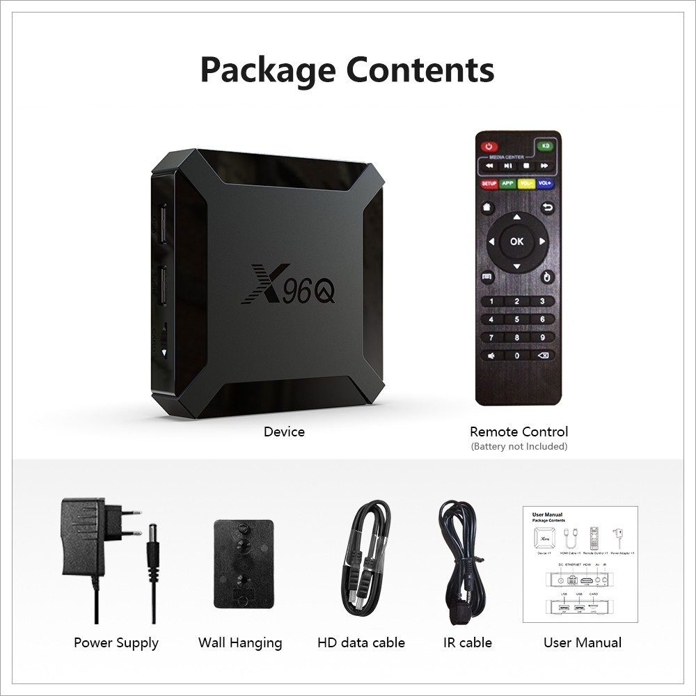 Hot X96Q TV Box Android 10.0 Allwinner H313 2GB 16GB 2.4G Wifi 4K Smart TV Boxes Set Stock in France Local