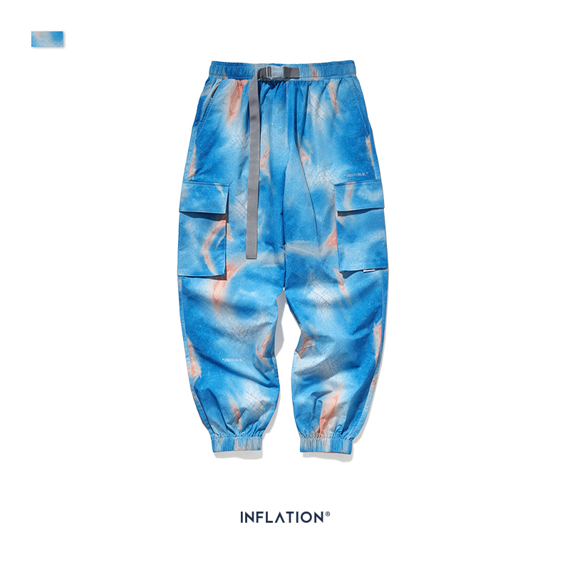 INFLATION FW Men Die Dye Jogger Pants Loose Fit Men Autumn Jogger Pants Elastic Waist Men Streetwear Tie Dye Pants 201109