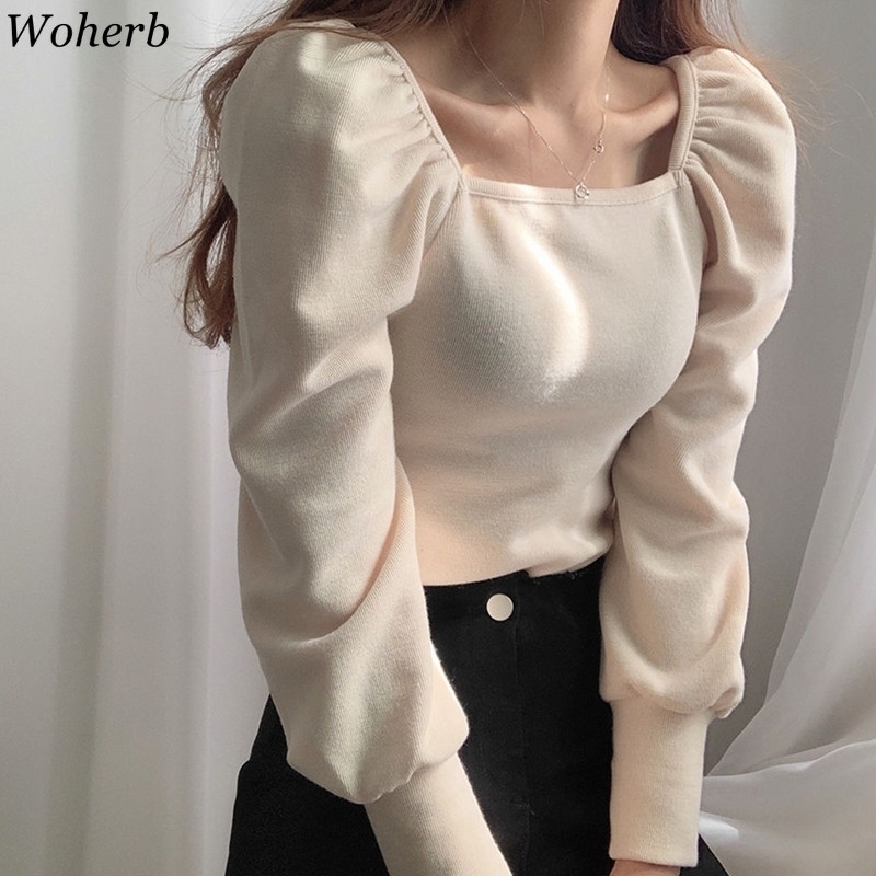 Woherb Women Fashion Puff Sleeve Basic Knitting Sweater Autumn Solid Casual Slim-fit Knitted Pullover Korean Vintage Jumper 201016, Beige
Woherb Women Fashion Puff Sleeve Basic Knitting Sweater Autumn Solid Casual Slim-fit Knitted Pullover Korean Vintage Jumper 201016, Beige