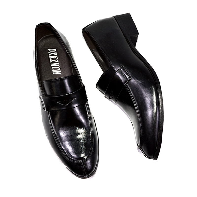 DXKZMCM Leather Business Men Dress Loafers Pointy Black Shoes Oxford Men Breathable Formal Wedding Shoes Y200420