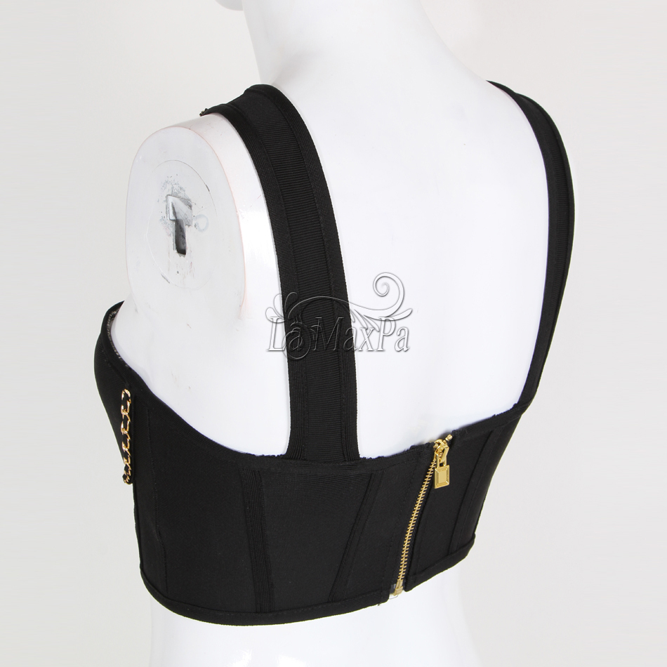 Autumn New Sleeveless Strapless Backless O Neck Women Jackets Hollow Out Sexy Chains Club Bodycon Black Jackets Vestidos 201017