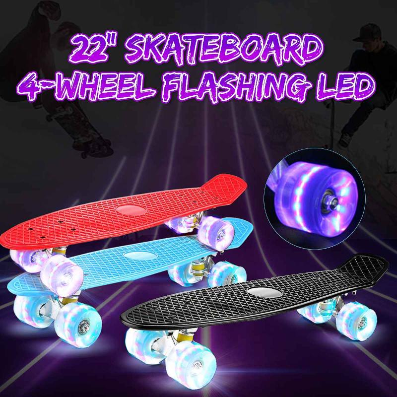 22 Inches Four-wheel Mini Longboard Pastel Color Skate Board Flashing Light skateboard with LED Flashing Wheels Retro Skateboard, Red
22 Inches Four-wheel Mini Longboard Pastel Color Skate Board Flashing Light skateboard with LED Flashing Wheels Retro Skateboard, Red