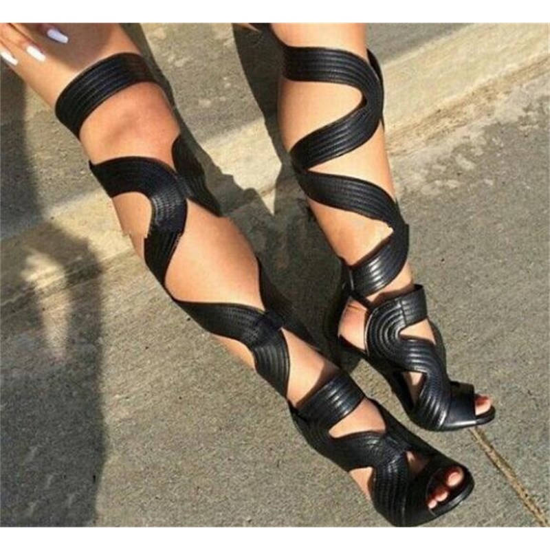 Leather Stripes Black Cross Peep Toe Booster Lac Up Back Ladies Sexy High-heeled Boots Cut Party Shoes Style Mr9e, The picture
Leather Stripes Black Cross Peep Toe Booster Lac Up Back Ladies Sexy High-heeled Boots Cut Party Shoes Style Mr9e, The picture