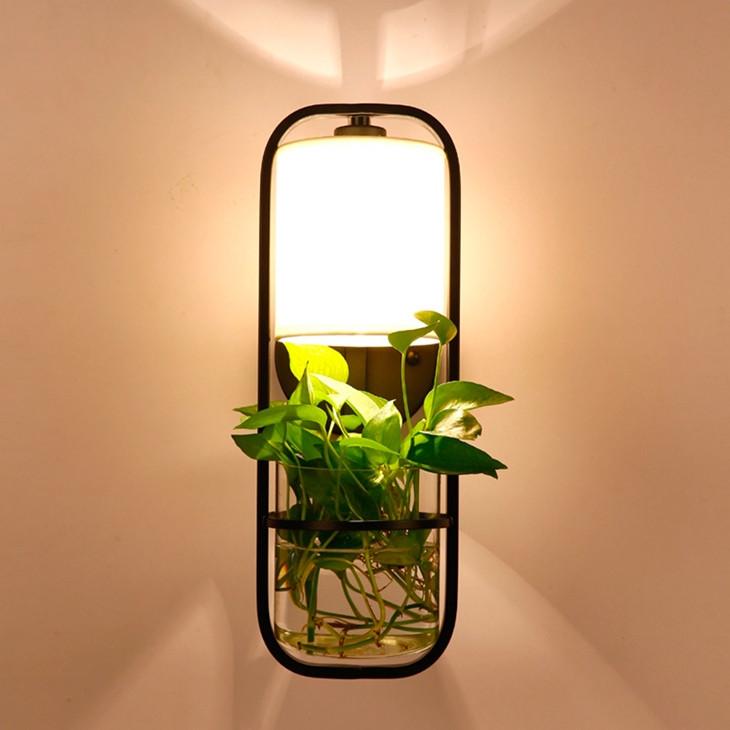 Modern plant wall lamp living room bedroom bedside bar restaurant club hotel iron glass aisle decoration lamp