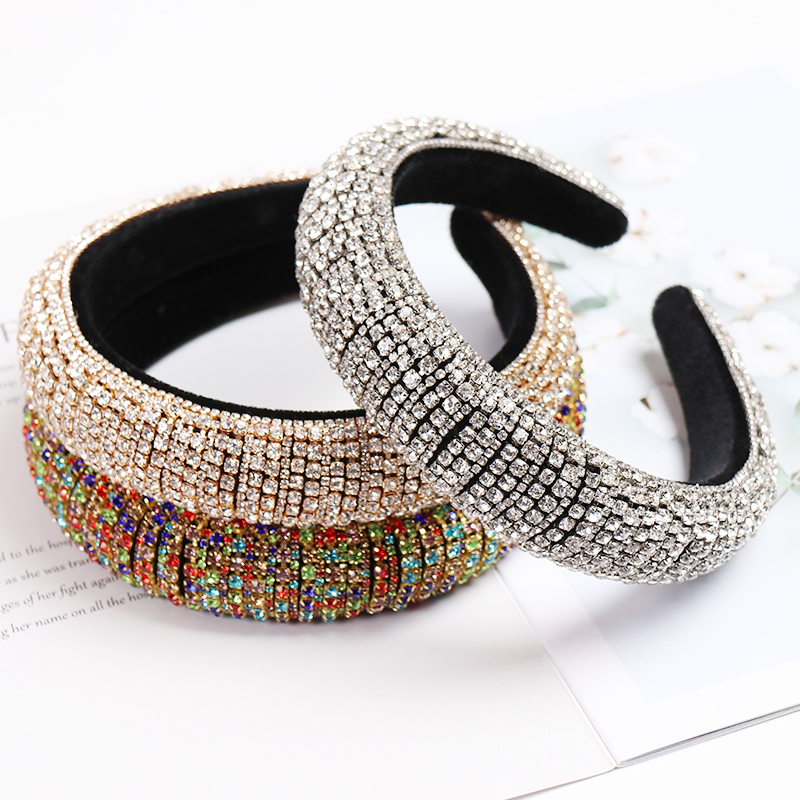 CN Baroque Rhinestone Hairband Full Pearl Diamond Padded Headbands For Women Shiny Bezel Girls Hair Hoop Hair Accessories LJ200903