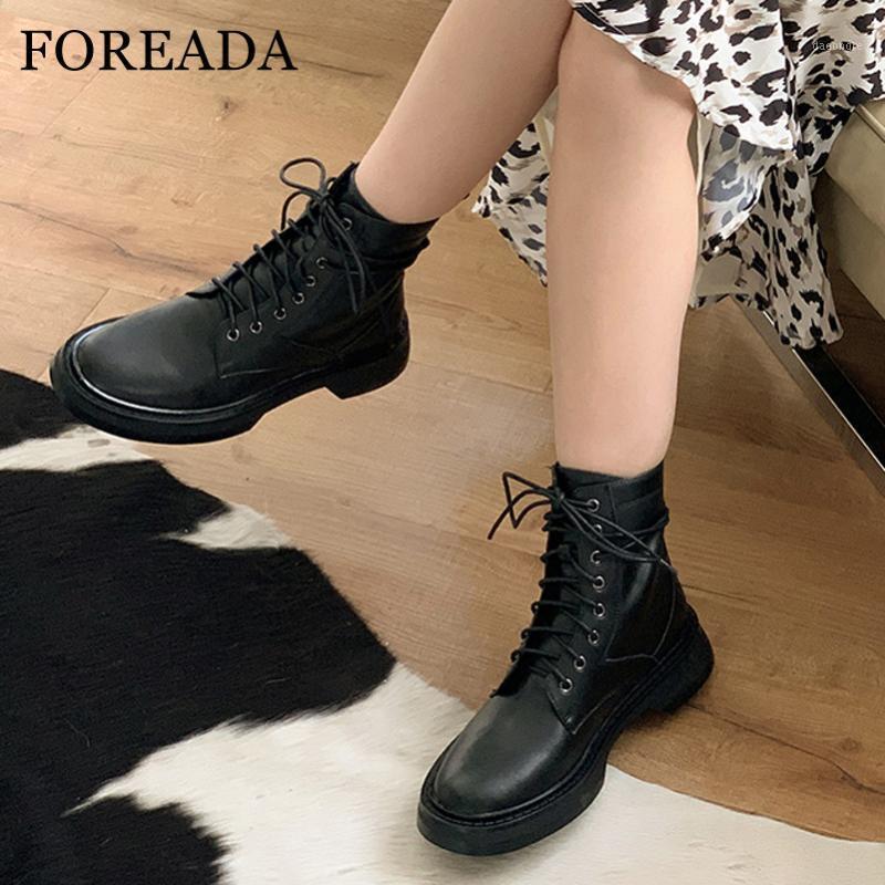 FOREADA Med Heel Motorcycle Boots Woman Real Leather Ankle Boots Platform Block Heel Short Lace UP Female Shoes Black 391, Black velvet lining
FOREADA Med Heel Motorcycle Boots Woman Real Leather Ankle Boots Platform Block Heel Short Lace UP Female Shoes Black 391, Black velvet lining