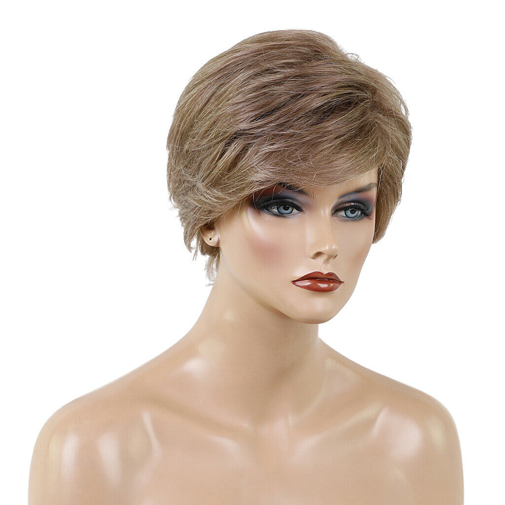 10 Inch Wigs Synthetic Hair Heat Resistant for Women With Inclined Bangs