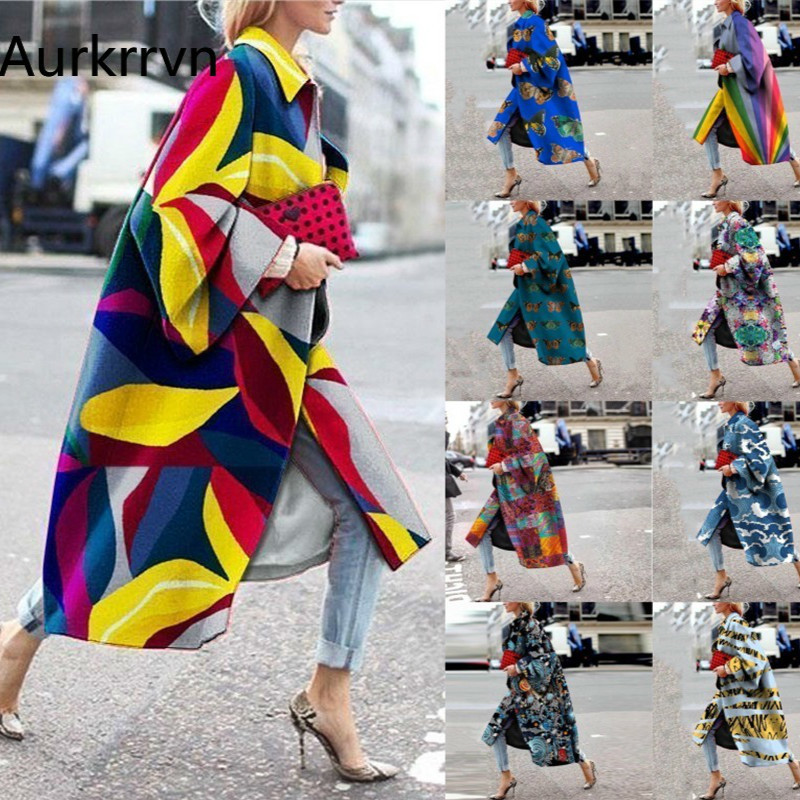 Aurkrrvn Fashion Women Long Wool Coat Winter High Street Batwing Sleeve Woman Blend Wool Overcoat for Office Lady Elegant Outfit 201216