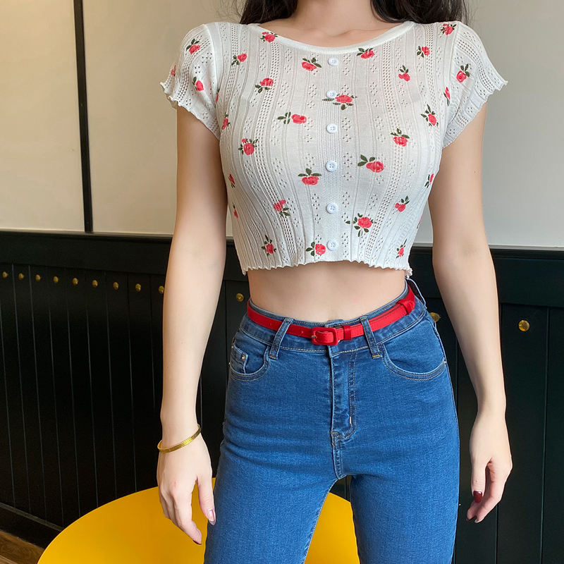 2021 New Sweet All-match Small Hollow Floral Outside Knitted T-shirts Short the Casual Neck Female Shirt Elastic Tops t EVXY, White.
2021 New Sweet All-match Small Hollow Floral Outside Knitted T-shirts Short the Casual Neck Female Shirt Elastic Tops t EVXY, White.
