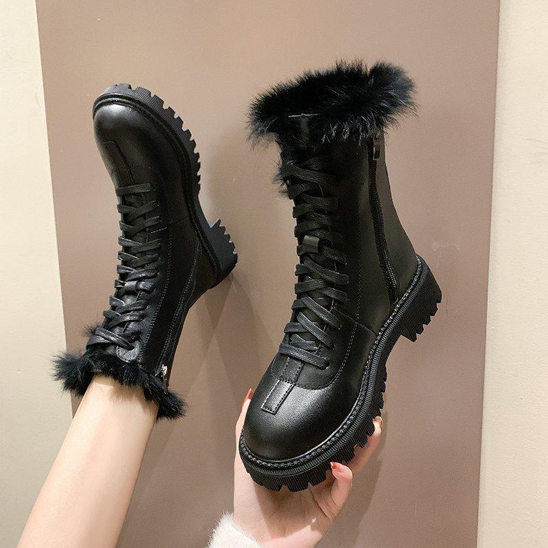 Boots Plush Warm Winter Female Women Shoes British Style Leather Flat Platform Ankle Boots Feminine Motorcycle, Black
Boots Plush Warm Winter Female Women Shoes British Style Leather Flat Platform Ankle Boots Feminine Motorcycle, Black