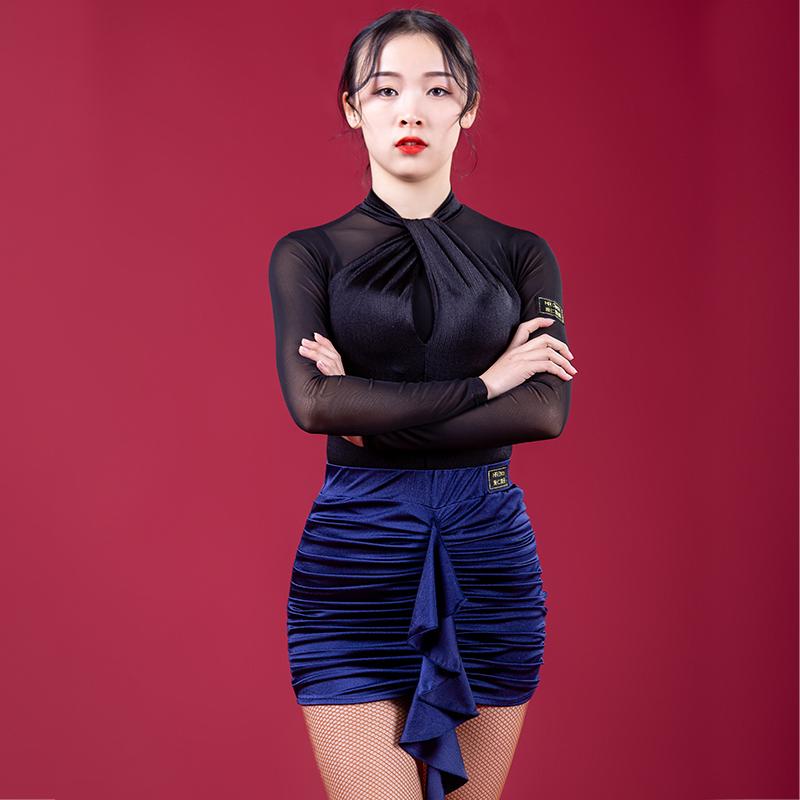 Female Latin Dress Black Long Sleeve Blue Skirt Latin Dance Practice/Performance Costumes Rumba Tango Samba Salsa Clothes VO671, As picture
Female Latin Dress Black Long Sleeve Blue Skirt Latin Dance Practice/Performance Costumes Rumba Tango Samba Salsa Clothes VO671, As picture