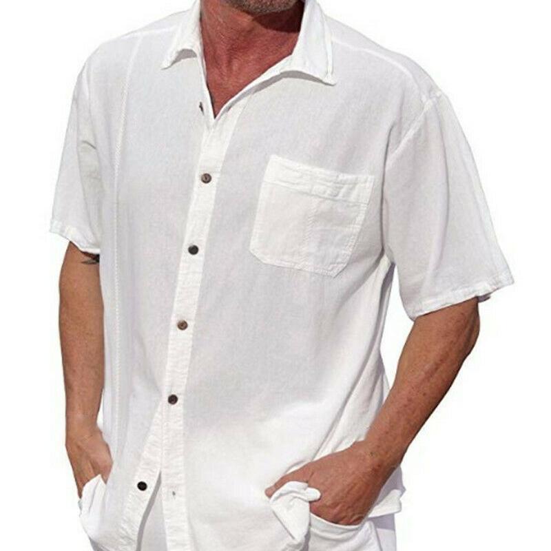 Men's Casual Loose Lapel Button-down Shirt Short Sleeve Pocket Tops Plus Size, White
Men's Casual Loose Lapel Button-down Shirt Short Sleeve Pocket Tops Plus Size, White
