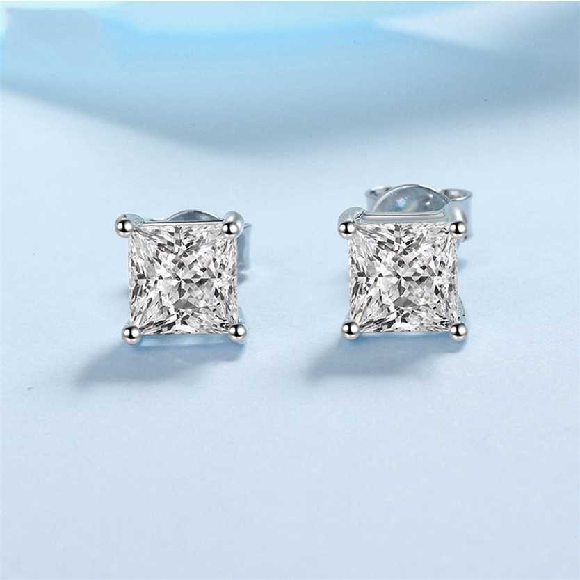 100% Stud Earrings Princess Cut Ear Studs Solid Silver VVS Diamond Earring For Women Men Wedding Jewelry 220125
100% Stud Earrings Princess Cut Ear Studs Solid Silver VVS Diamond Earring For Women Men Wedding Jewelry 220125