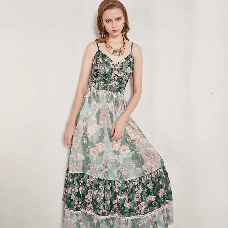 Xf Holiday on Sexy Beach V-neck Floral Printing Pastoral Style Milan Fashion Show Long Cake-style Lazer Sling Halter Summer Dress Vcuq, Multiple
Xf Holiday on Sexy Beach V-neck Floral Printing Pastoral Style Milan Fashion Show Long Cake-style Lazer Sling Halter Summer Dress Vcuq, Multiple