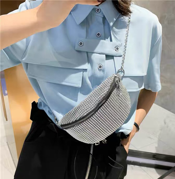 Women's chest bag best-selling fashion belt bag, diamond-studded and shiny sports cycling bag mini shoulder cross-body bag shopping coin, Black
Women's chest bag best-selling fashion belt bag, diamond-studded and shiny sports cycling bag mini shoulder cross-body bag shopping coin, Black