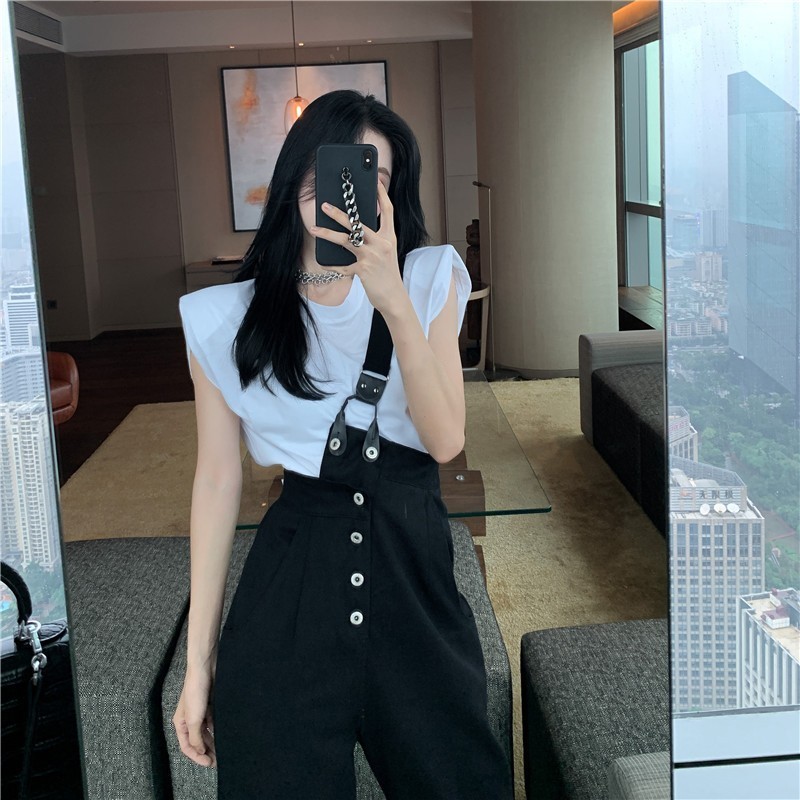 Denim Overalls Jeans Women Jumpsuit White Black High Waist Jeans Mujer Romper Solid Loose Casual Straight Jeans Jumpsuit 201105