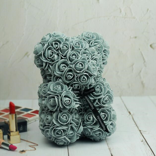 Valentine's Day 25cm Rose Bear Artificial Soap Rose Teddy Bear Eternal Rose Christmas Valentine Birthday wedding Girl Friend Gift