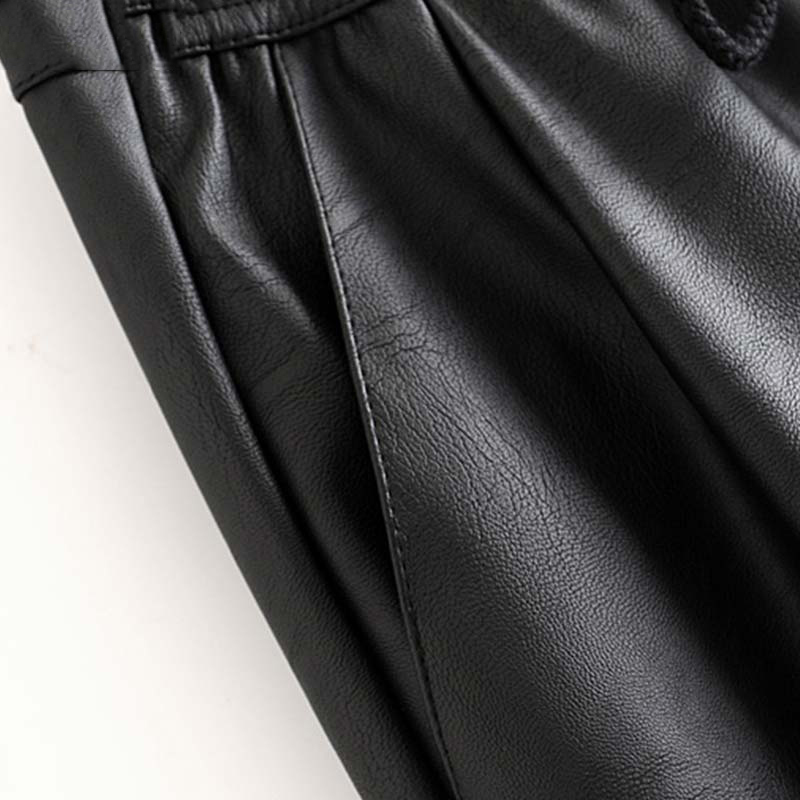 winter elastic high waist pant women Black pu leather pants women harem pants joggers pencil trousers streetwear pantalon femme 201106