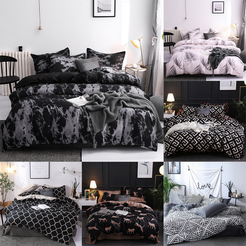 Simple Bedclothes Quilt Cover Pillowcase Three-Piece Bedding Set With Pillow Case Single Double Comforter Black Duvet Cover Y1123
Simple Bedclothes Quilt Cover Pillowcase Three-Piece Bedding Set With Pillow Case Single Double Comforter Black Duvet Cover Y1123