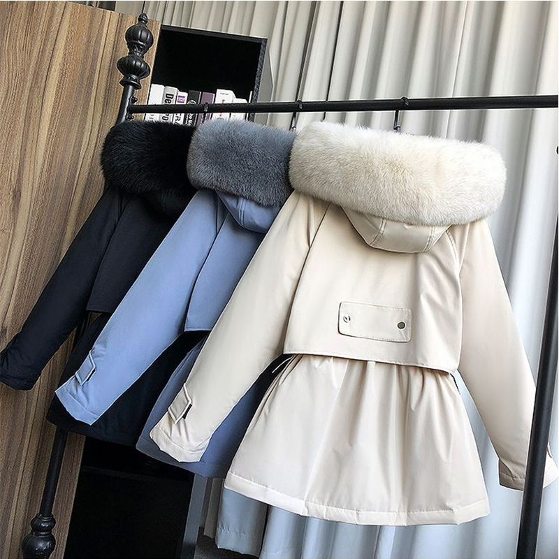 Faux Fox Fur Hooded Winter Coat Women Long Jacket Female Thick Warm Parkas Female Loose Oversized Pocket Outerwear Clothes 201019