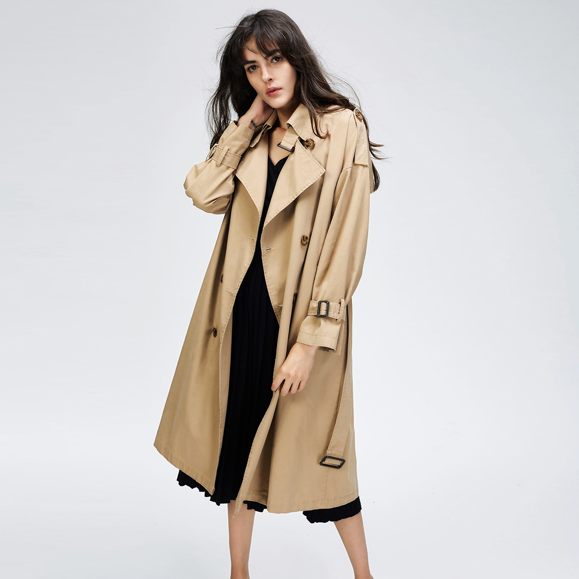 JAZZEVAR Autumn New Women's Casual trench coat oversize Double Breasted Vintage Washed Outwear Loose Clothing 201111