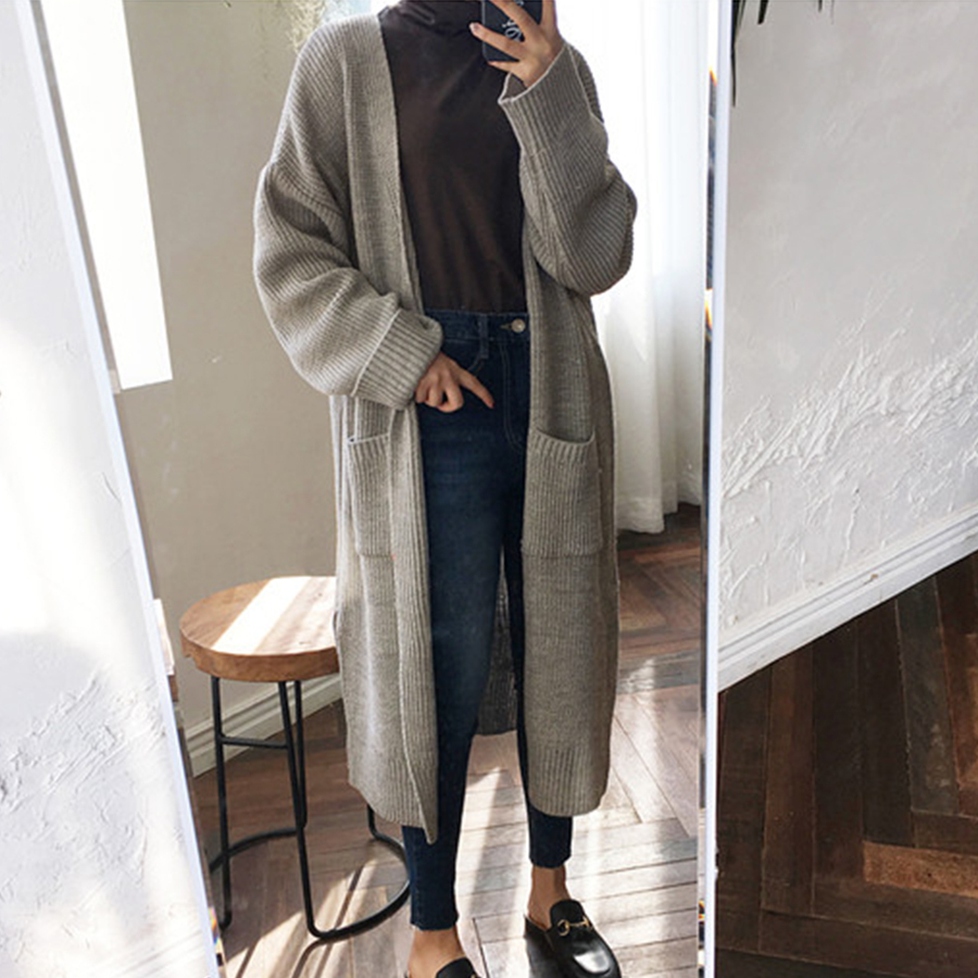 DICLOUD Fashion Long Cardigan Women Fashion Harajuku Loose Knit Sweater Women Casual Black Oversized Jacket Coat Autumn Y200819