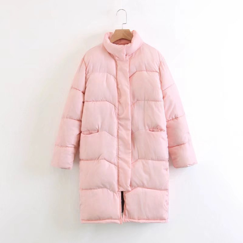 Winter new style stand-up collar long loose plus size warm cotton padded jacket coat women bread coat 201019