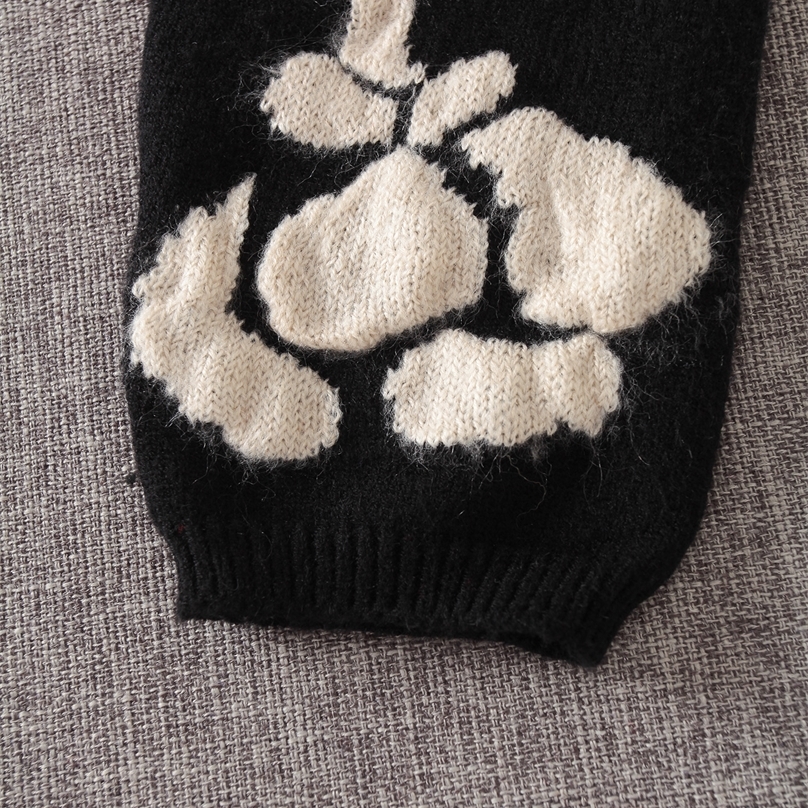 Autumn Winter Floral Print Sweater Women Knitted Pullover Femme Sweaters High Quality Knitted Oversize black Sweater Jumper 201224