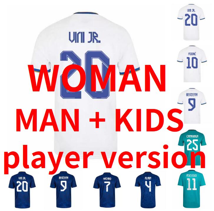 ALABA VINI JR Camavinga RODRYGO Soccer Jerseys 21 22 HAZARD KROOS VALVERDE Football Shirts BENZEMA ASENSIO MODRIC MARCELO Fans Player Version 2021 2022 men + kids kit
ALABA VINI JR Camavinga RODRYGO Soccer Jerseys 21 22 HAZARD KROOS VALVERDE Football Shirts BENZEMA ASENSIO MODRIC MARCELO Fans Player Version 2021 2022 men + kids kit