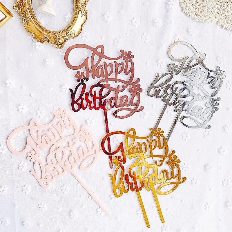 Flowers Happy Birthday Acrylic Cake Topper Gold Pink Birthday Cupcake Baking Decorations for Baby Party Cake Supplies
Flowers Happy Birthday Acrylic Cake Topper Gold Pink Birthday Cupcake Baking Decorations for Baby Party Cake Supplies