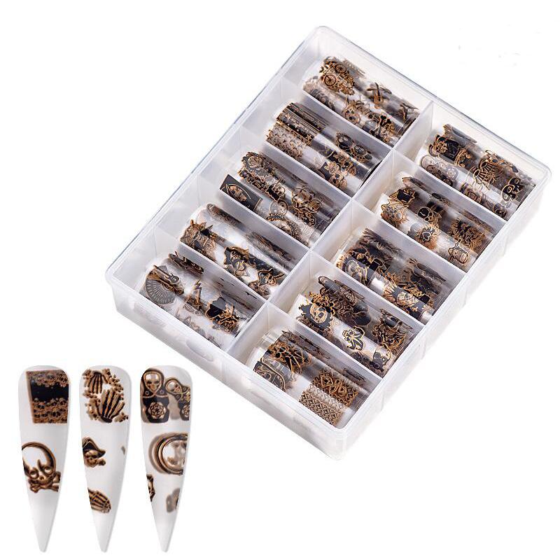1 Box Halloween Nail Art Foil Transfer Stickers Colorful Laser Nail Foil Adhesive Decals Starry Sky Manicure Tips 4*100cm
1 Box Halloween Nail Art Foil Transfer Stickers Colorful Laser Nail Foil Adhesive Decals Starry Sky Manicure Tips 4*100cm