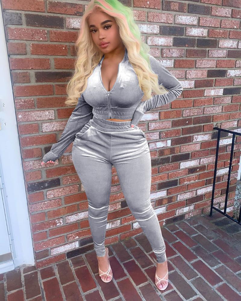 Woman Outfit Two Piece Sets Solid Color Autumn Winter Sport Tracksuit Long Sleeve Top And Pants Women Suit Workout Clothes