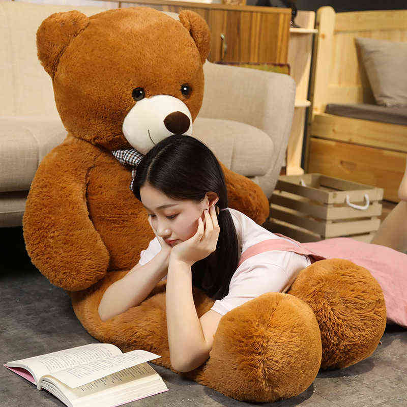 Giant 95/120/140cm Soft Teddy Bear Plush Toys Pink&Brown Bear Super Big Hugging Pillow Animal Cushion Children Birthday Gift AA220314