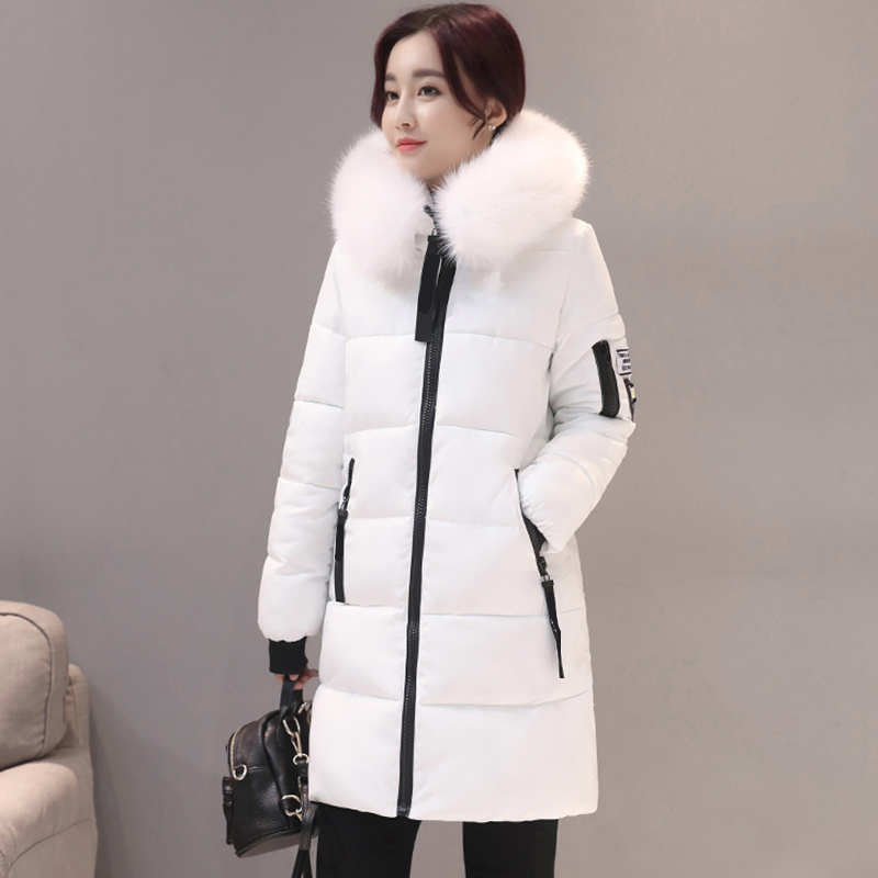 Womens Winter Jacket With Fur Collar Long Parka Outwear Warm Hooded Coat For B4