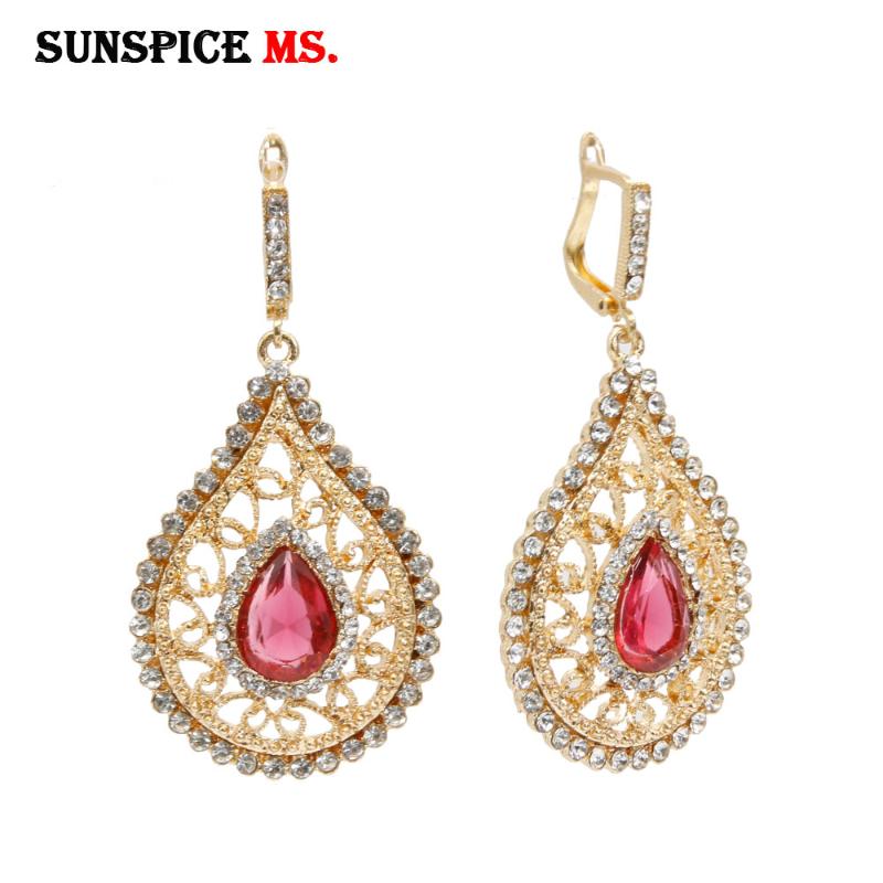 Dangle & Chandelier SUNSPICE MS Gold Color Crystal Hook Earring For Women Morocco Ethnic Wedding Jewelry Water Drop Shape Big Ear Pendants
Dangle & Chandelier SUNSPICE MS Gold Color Crystal Hook Earring For Women Morocco Ethnic Wedding Jewelry Water Drop Shape Big Ear Pendants