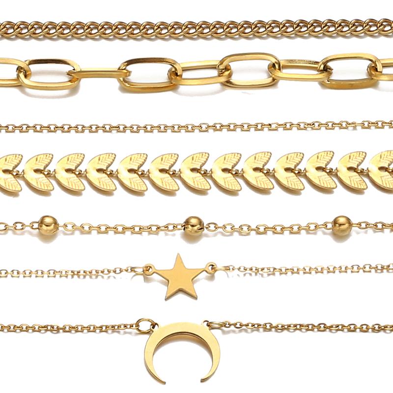 2pcs/sets Stainless Steel Multiple Layer Chain Couples Bracelets for Women Girls Sequin Star Coin Heart Moon Charm Bracelet Sets
2pcs/sets Stainless Steel Multiple Layer Chain Couples Bracelets for Women Girls Sequin Star Coin Heart Moon Charm Bracelet Sets