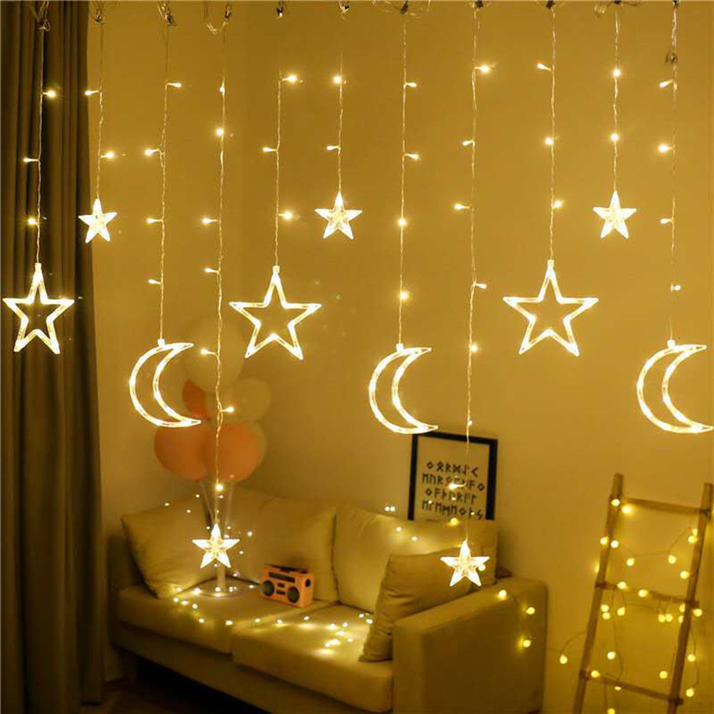 2021 New 3.5m 138leds Romantic Holiday Lights Star Moon Led Curtain String Christmas Ramadan Garland Light for Wedding Party Decor Jso7
2021 New 3.5m 138leds Romantic Holiday Lights Star Moon Led Curtain String Christmas Ramadan Garland Light for Wedding Party Decor Jso7