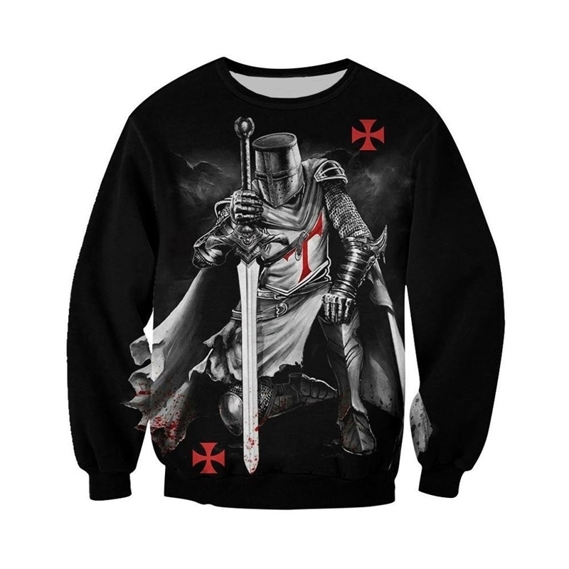 Drop shipping 3D Print Medieval Knights Templar Men hoodies Harajuku Fashion hooded Sweatshirt Unisex Casual jacket Hoodie QS20 201020