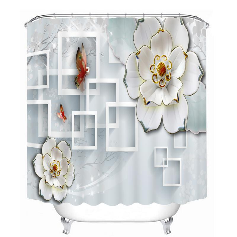 3D White Flower Butterfly Pattern Shower Curtains Bathroom Curtain Waterproof Thickened Bath Curtain Customizable
3D White Flower Butterfly Pattern Shower Curtains Bathroom Curtain Waterproof Thickened Bath Curtain Customizable