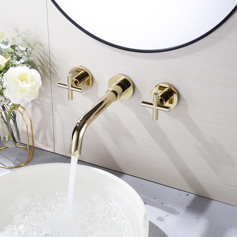 Beiluode Brass Double Handle Wall Mounted Bathroom Faucets Sink Faucet Hot Cold Water Taps Basin Mixer Brushed Gold Tap MP1007
Beiluode Brass Double Handle Wall Mounted Bathroom Faucets Sink Faucet Hot Cold Water Taps Basin Mixer Brushed Gold Tap MP1007