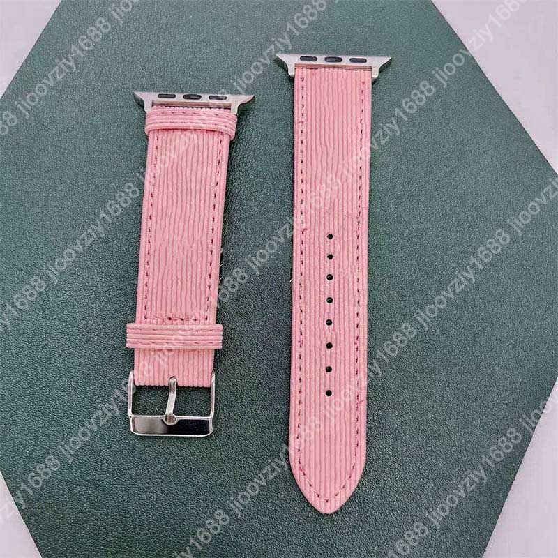 Fashion designers watch bands strap for Apple Watch Band iwatch6/5/3/4/2/1 big brand embossed leather 38/40/42/44 Series 7 letter print pink
Fashion designers watch bands strap for Apple Watch Band iwatch6/5/3/4/2/1 big brand embossed leather 38/40/42/44 Series 7 letter print pink